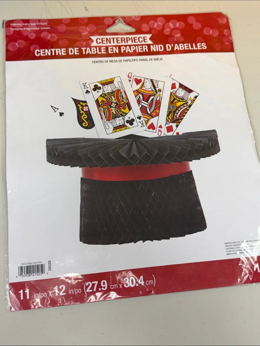 Black Top Hat Honeycomb Centerpiece with Red Accent - Magic Party Decoration 11